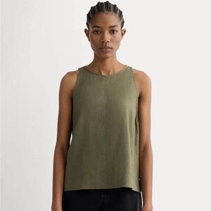 Everlane Linen Tank Top Olive Green Sleeveless Minimalist Size 2